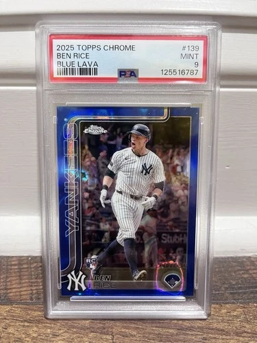 2025 Topps Chrome #139 Ben Rice Blue Lava Refractor /150 RC - PSA 9