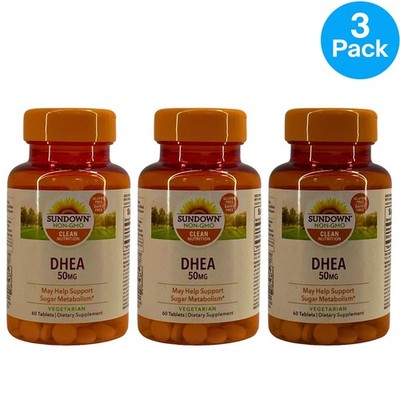 Sundown DHEA 50mg 60 Tablets 3 Pack New Exp 12/2026
