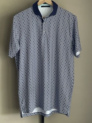 Greyson AOP Polo Shirt Mens Small Blue Contrast Collar G All Over Print S/S