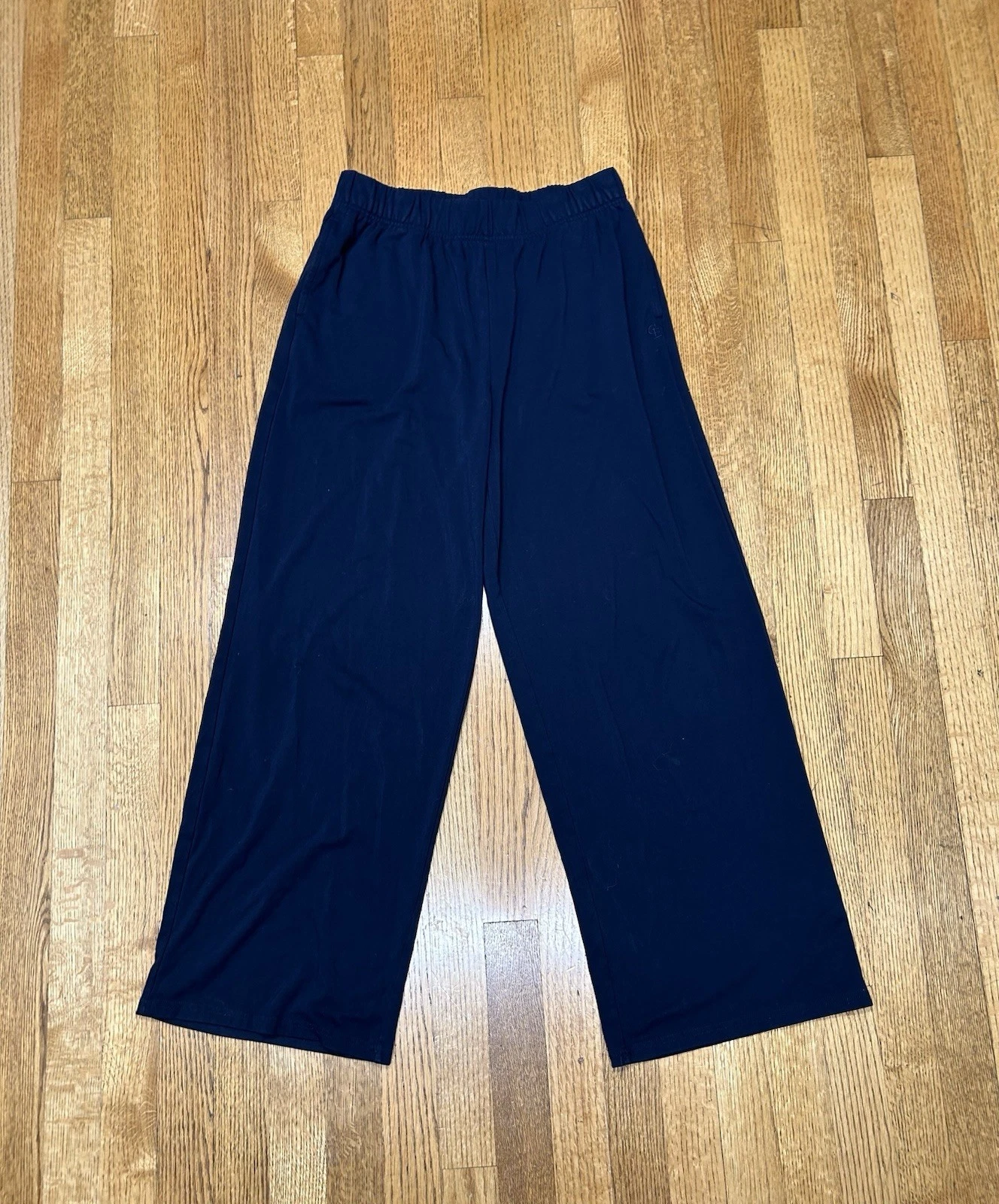 Cozy Earth Pants Womens Sz M Blue Bamboo Viscose Lounge Pull On Wide Leg Pocket