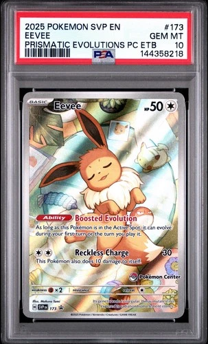 2025 POKEMON SVP PRISMATIC EVOLUTIONS POKEMON CENTER ETB PROMO #173 EEVEE PSA 10