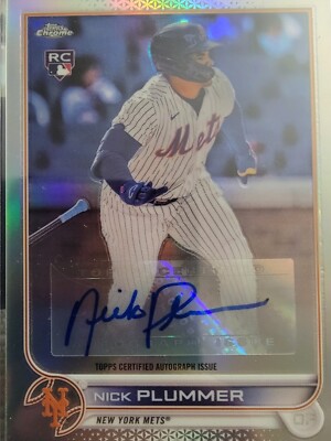 2022 Topps Chrome Update Nick Plummer RC #AC-NPL Rookie Auto - New York Mets