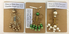 Lot of 3 Guardian Angel Key Chains or Ornaments Beaded on Wire Handmade U.S.A.