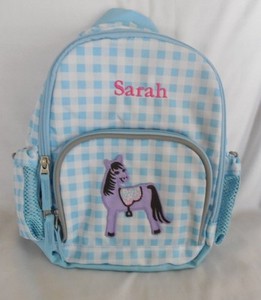Pottery Barn Kids Fairfax Blue Gingham Horse Pre K Backpack Sarah
