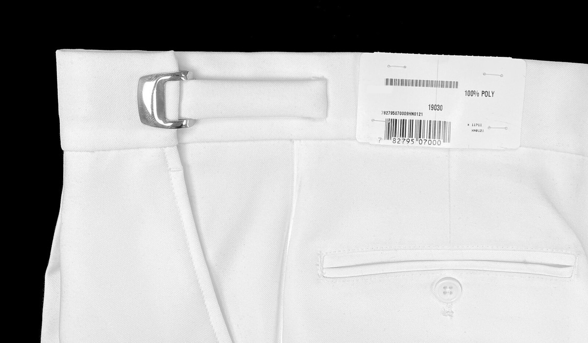 New Mens White Tuxedo Pants Single Pleat with Thin Satin Stripe 40