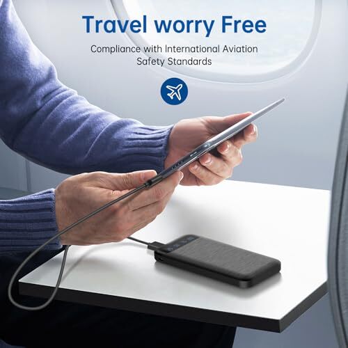 10000mAh Slim Power Bank with Dual USB Portable Charger in Black 10000mAh Slim Power Bank with Dual USB Portable Charger in Black