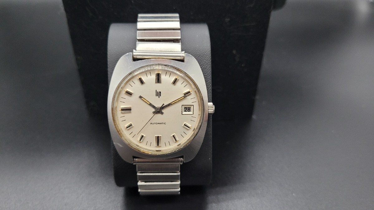 Montre Bracelet Homme Lip Vintage Mécanique - Avec Affichage Jour Et Date, Ne Fonctionne Pas (P1206)