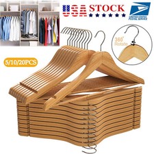 5-20 Pack Wooden Hangers Suit Hangers Premium Natural Finish Cloth Coat Hangers