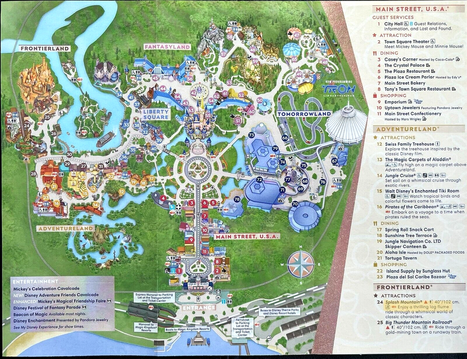 NEW 2023 Walt Disney World Theme Park Guide Map Magic Kingdom Splash ...