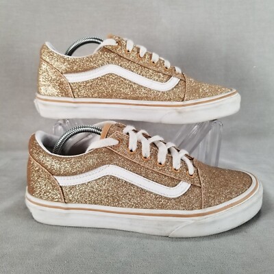 Vans Off the Wall Shoes Glitter Gold Size Junior Women