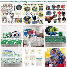 Theme Party Birthday Decoration Banner Plates Table Cover Cups Mask Balloons