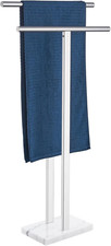 2-Tier Free Standing Towel Rack with Heavy Marble Base and Chrome Finish