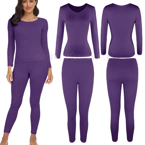 Damen Thermo Unterwäsche Set lange Unterhosen Langarm Oberteil Unterteil Hose warm weich - Bild 19 von 33