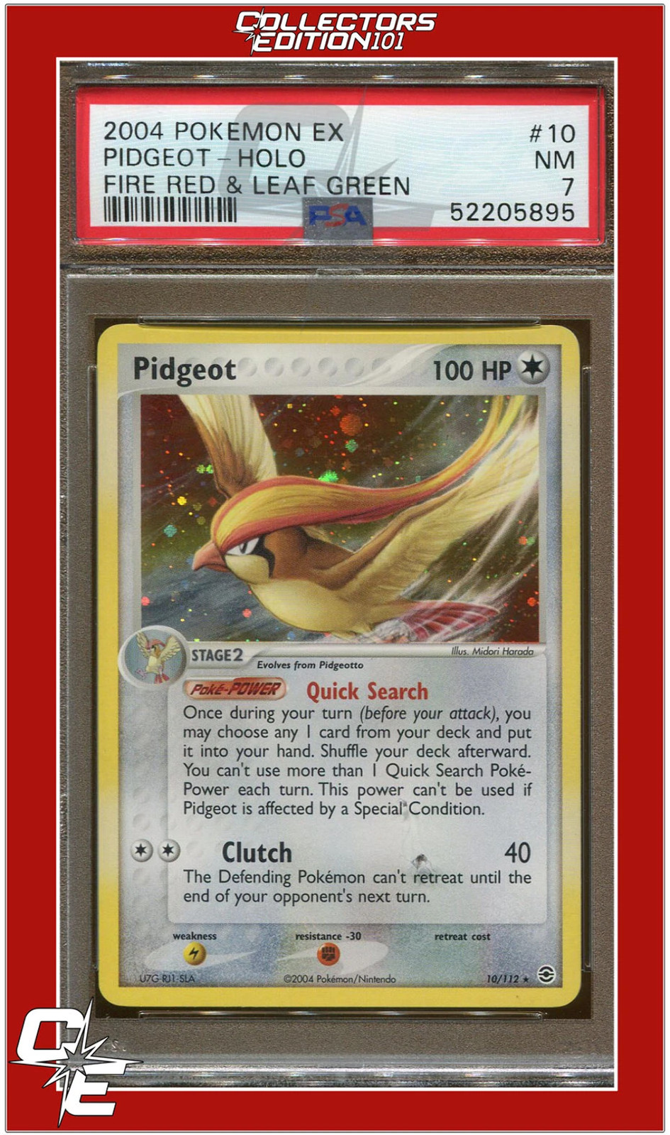EX FireRed LeafGreen 10 Pidgeot Holo PSA 7