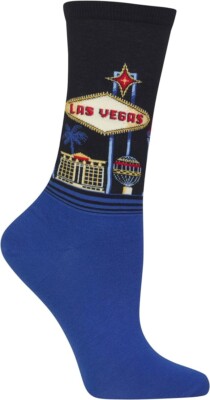 Hot Sox Womens  Collection Crew Socks Hosiery Las Vegas (Black)