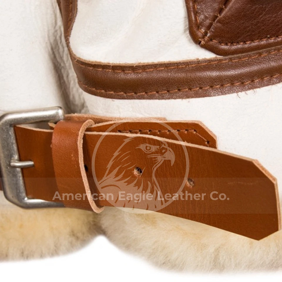 Chaqueta de cuero real blanca para hombre RAF Aviator B3 piloto bombardero volador piel de oveja Foto 4 de 4