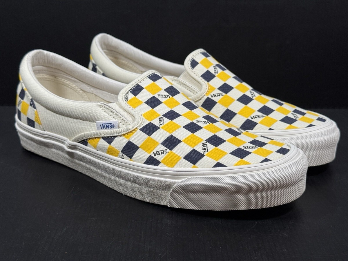 Checkerboard Slip Red Yellow Blue Slip On Vans Checkerboard Shoes