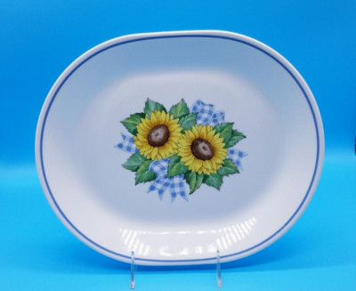 Vintage Corelle by Corning  SUNSATIONS SUNFLOWER  Oval Serving Platter 12¼x10 