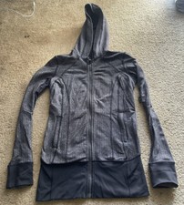 LULULEMON Daily Practice Hooded Jacket Heathered Herringbone Black Gray Size 6