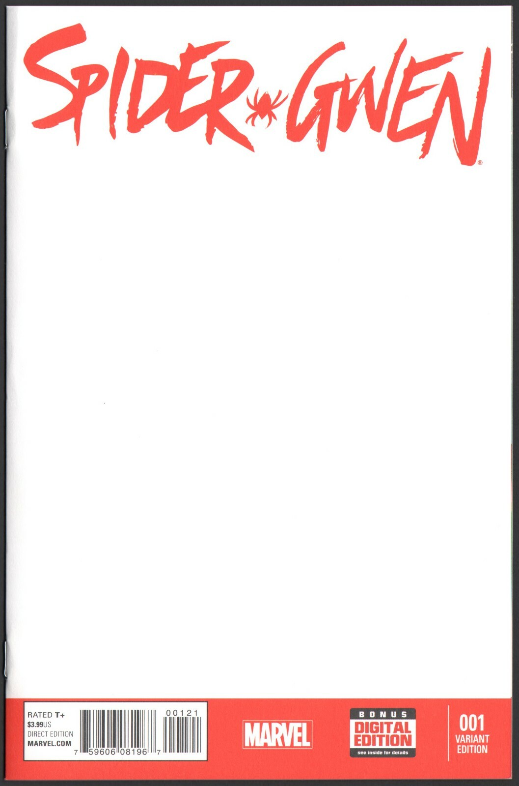 SPIDER-GWEN (vol 1) #1 Blank Variant sketch cover NM 1st print Jason ...
