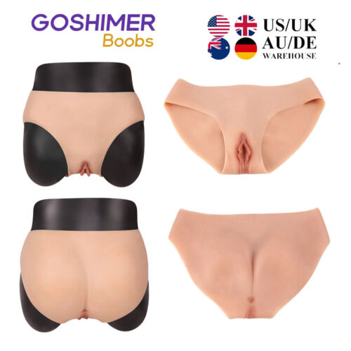 Mutandine in silicone GOSHIMER finte vagina ispessite forma fianchi travestito UK - Foto 1 di 15