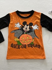 Halloween  Boys Mickey Mouse Mick or Treat Long Sleeve  T-Shirt 4T New