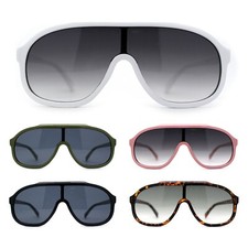 Iconic 80s Oversize Shield Racer Plastic Sunglasses