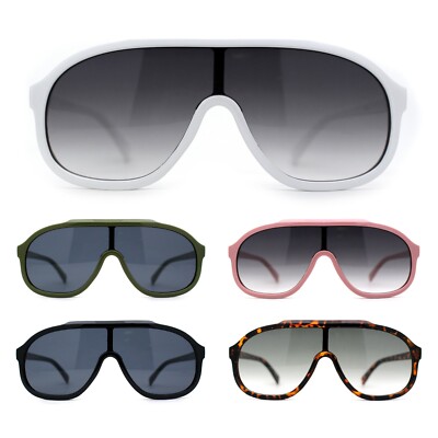 Iconic 80s Oversize Shield Racer Plastic Sunglasses