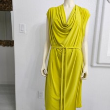 Josie NATORI women dress size L lime green polyester 5% spandex Gorgeous pc.