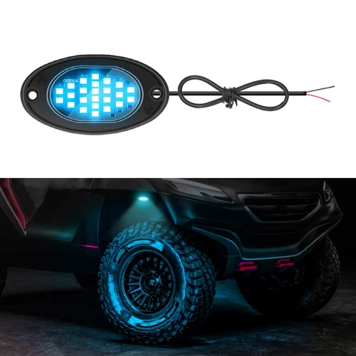 8Pc 24-LED Rock Lights Underbody Trail Rig Glow Lamp Offroad SUV Pickup Truck - Foto 25 di 26