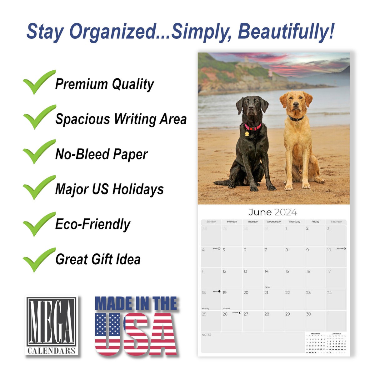 Labrador - Mixed Dog Breed Calendar 2024 FULL SIZE 12x24 Made in USA | eBay