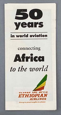 ETHIOPIAN AIRLINES VINTAGE AIRLINE ROUTE MAP BROSCHÜRE AFRIKA