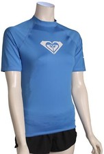 Roxy Whole Hearted SS Rash Guard - Sail Blue - New