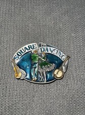VINTAGE 1985 SQUARE DANCING BELT BUCKLE NICE COLORS SISKIYOU 