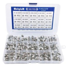 300 Pcs 15 Values 5 x 20mm Fast-Blow Glass Fuse Assortment 250V 0.1A/0.25A/ 0.2A