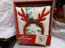 Hallmark Demdaco "Baby  s 1st Christmas Bundle" Photo Swaddle  Antler Headband