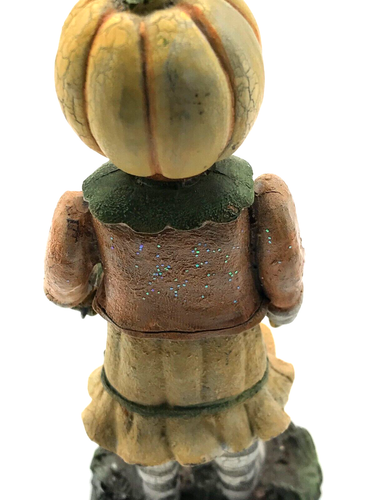Halloween Resin Girl with Pumkin Jack O Lantern Head 6.5" - Picture 11 of 14