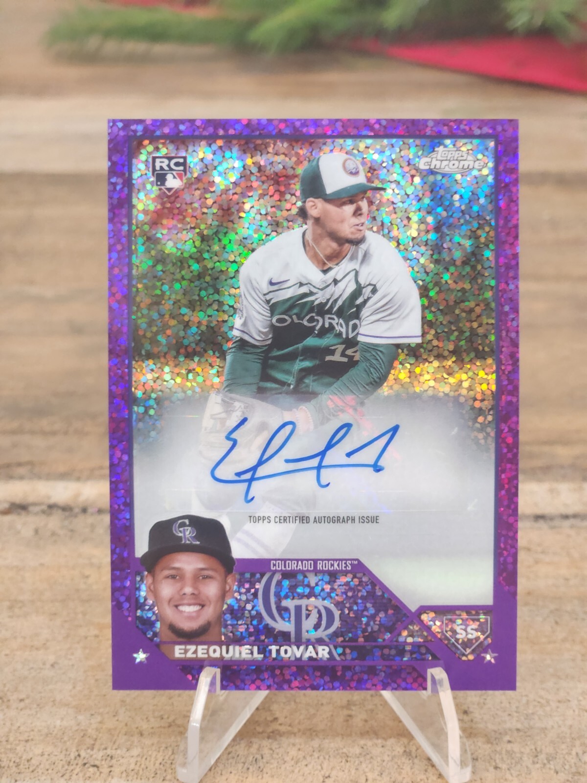 Ezequiel Tovar 2023 Topps Chrome Update Rookie Auto Purple Speckle Rookie #/299
