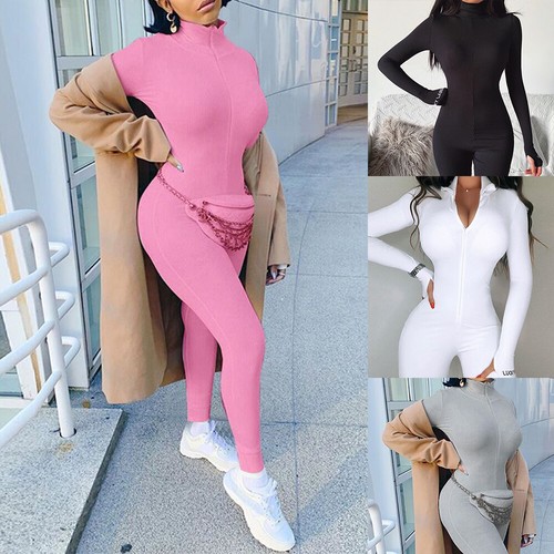 Women Sexy Long Sleeve Bodycon Jumpsuit 