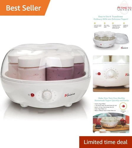 Electric Yogurt Maker 7 Glass Jars 15H Timer Auto Shut Off Promote Gut Health