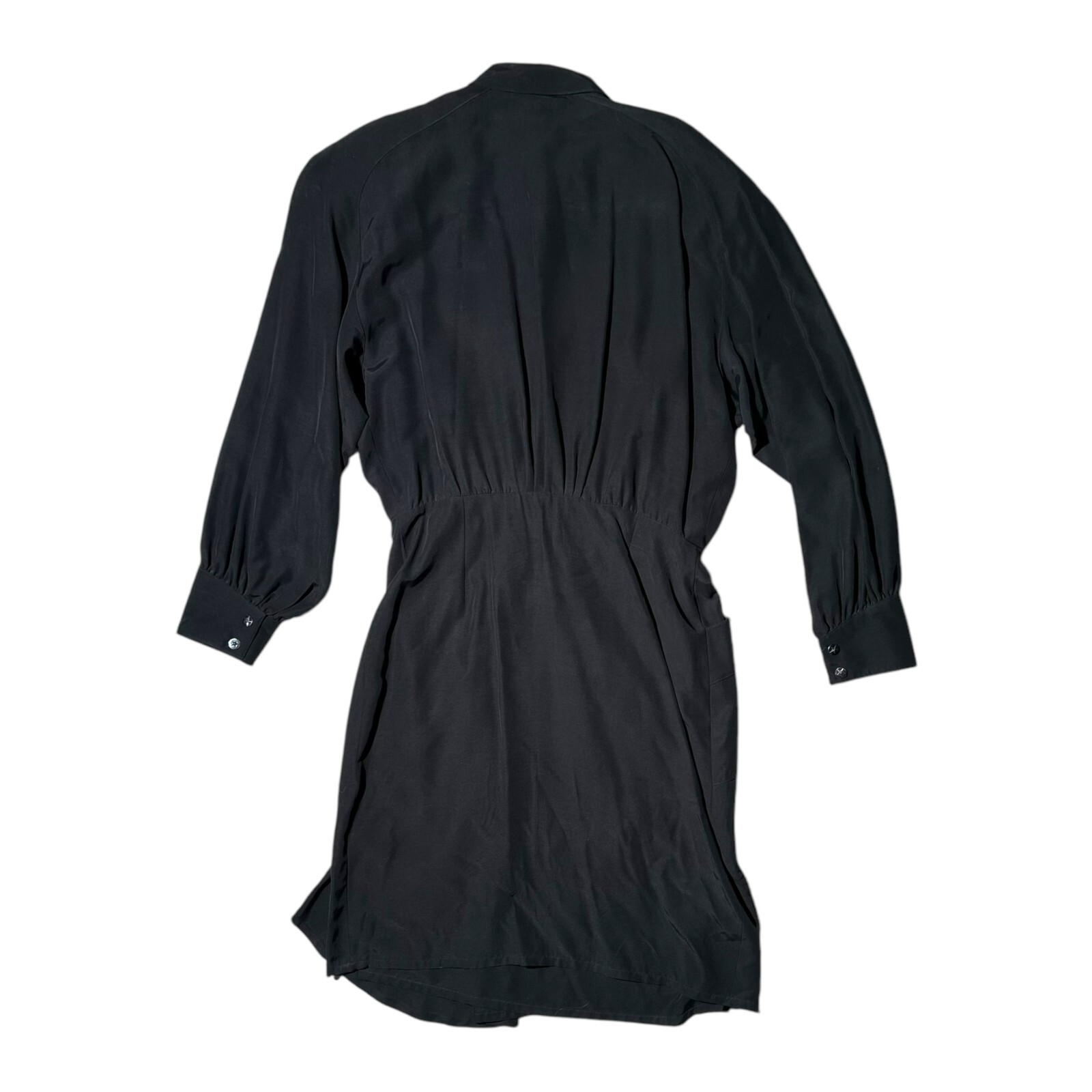 Vintage Thierry Mugler Black Dress Size 44 Collared 1980s 80s Bergdorf Goodman image 2