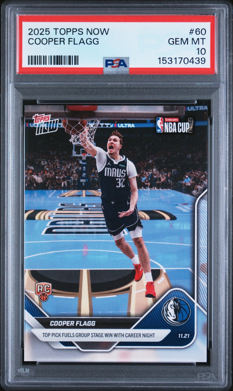 2025 TOPPS NOW #60 COOPER FLAGG PSA 10