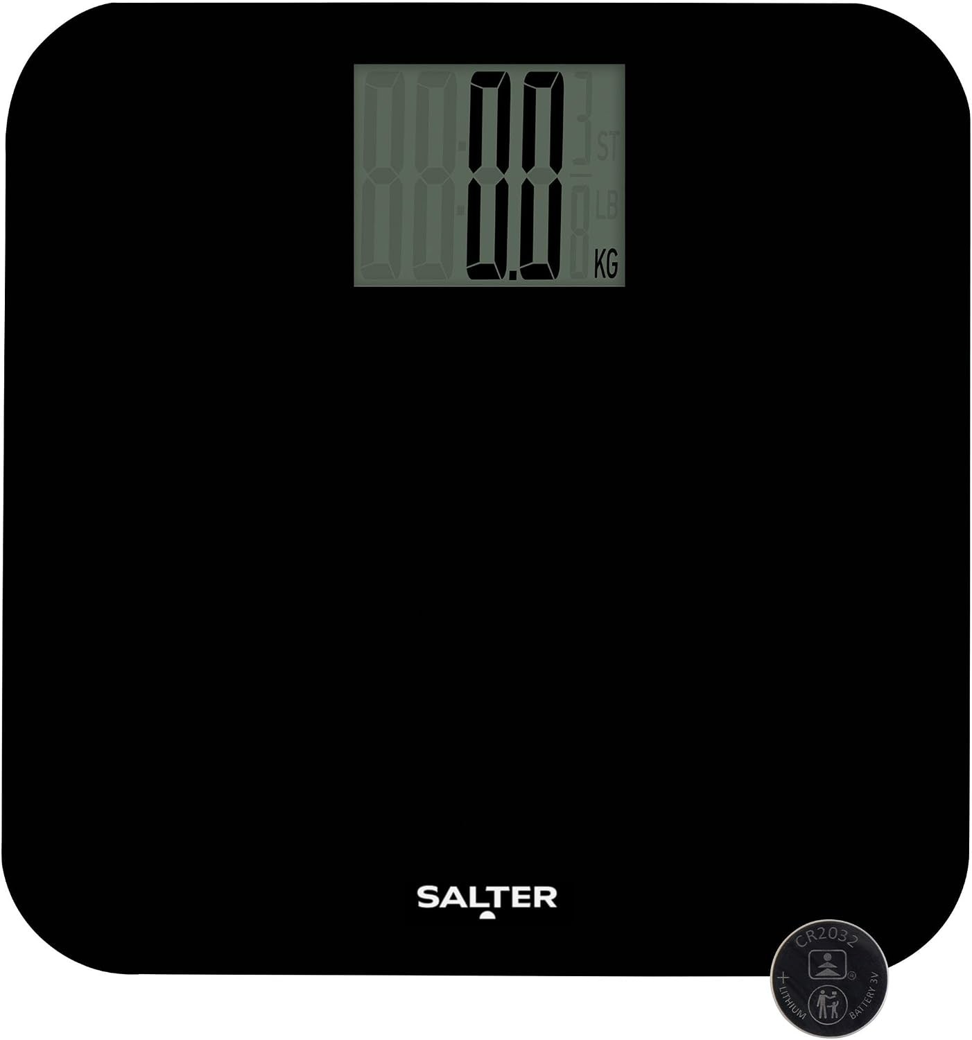 Salter 9049 BK3R Max Digital Bathroom Scale, 250kg, Supersize LCD, Black,
