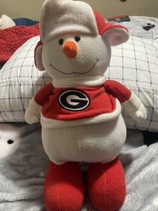 NWOT  Georgia Bulldogs UGA The Memory Company Team Plush Snowman Beaded Feet 17”
