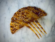 Vintage Peineta Mantilla Comb  Faux Tortoiseshell Carved Hair Comb