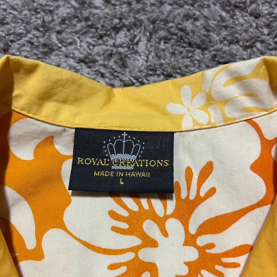 Camisa Hawaiana De Colección Gradiente Estampado Floral Aloha Cuello Campamento Años 90 y2k Naranja Grande Foto 2 de 4