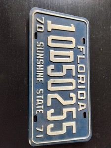 Florida License Plate 1970 