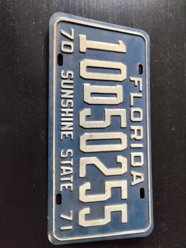 Florida License Plate 1970 