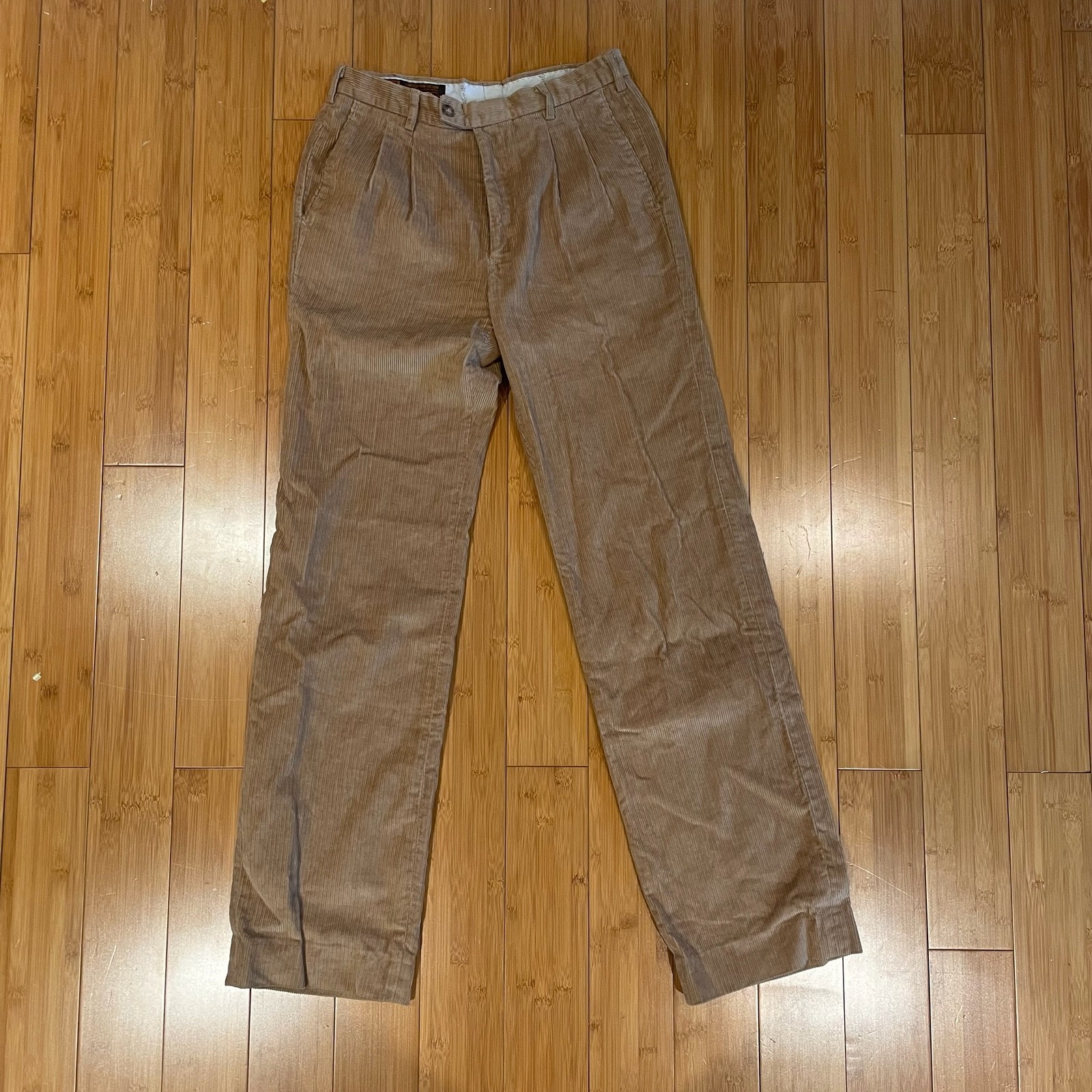 Pantaloni plissettati vintage Yves Saint Laurent Sportswear da uomo in velluto a coste marrone taglia 29