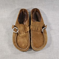 Birkenstock Buckley Tea Brown Suede Womens Size 9 Buckle Slip On Clog Shoes